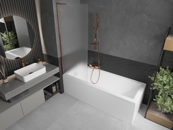 Mexen Next L paroi de baignoire 1 vantail 70 x 150 cm, givre, or rose - 895-070-000-03-30-60