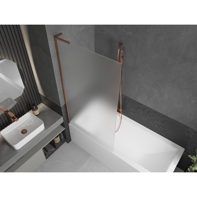 Mexen Next L paravent de baignoire 1 volet 90 x 150 cm, givré, or rose - 895-090-000-03-30-60