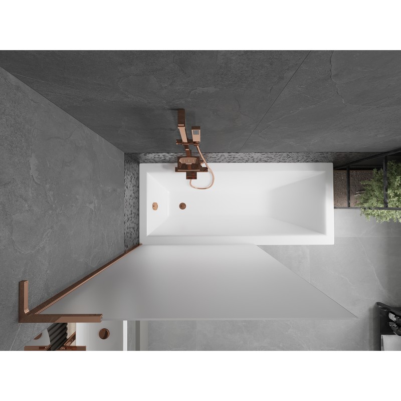 Mexen Next L paroi de baignoire 1 volet 100 x 150 cm, givré, or rose - 895-100-000-03-30-60
