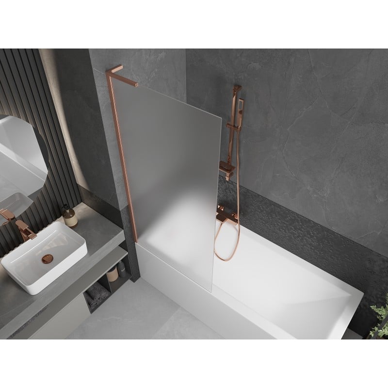 Mexen Next L paroi de douche 1 vantail 80 x 150 cm, givrée, cuivre brossé - 895-080-000-03-30-65
