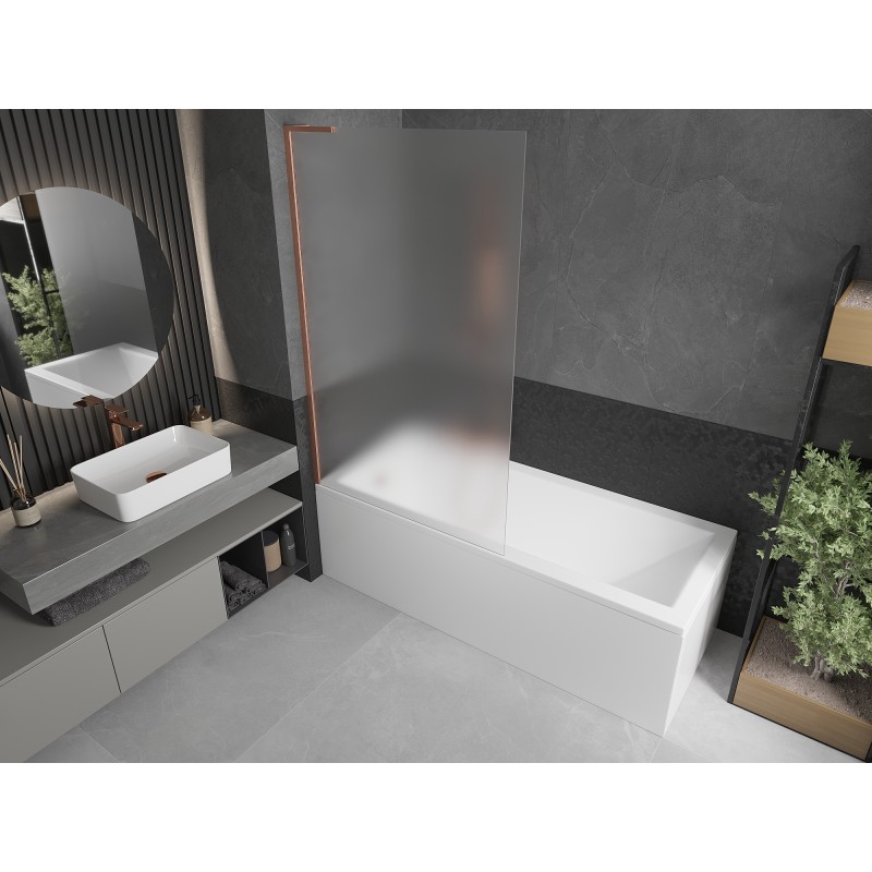 Mexen Next L paroi de baignoire à 1 volet 100 x 150 cm, givrée, cuivre brossé - 895-100-000-03-30-65