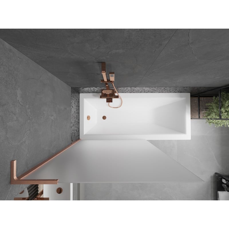 Mexen Next L paroi de baignoire à 1 volet 100 x 150 cm, givrée, cuivre brossé - 895-100-000-03-30-65