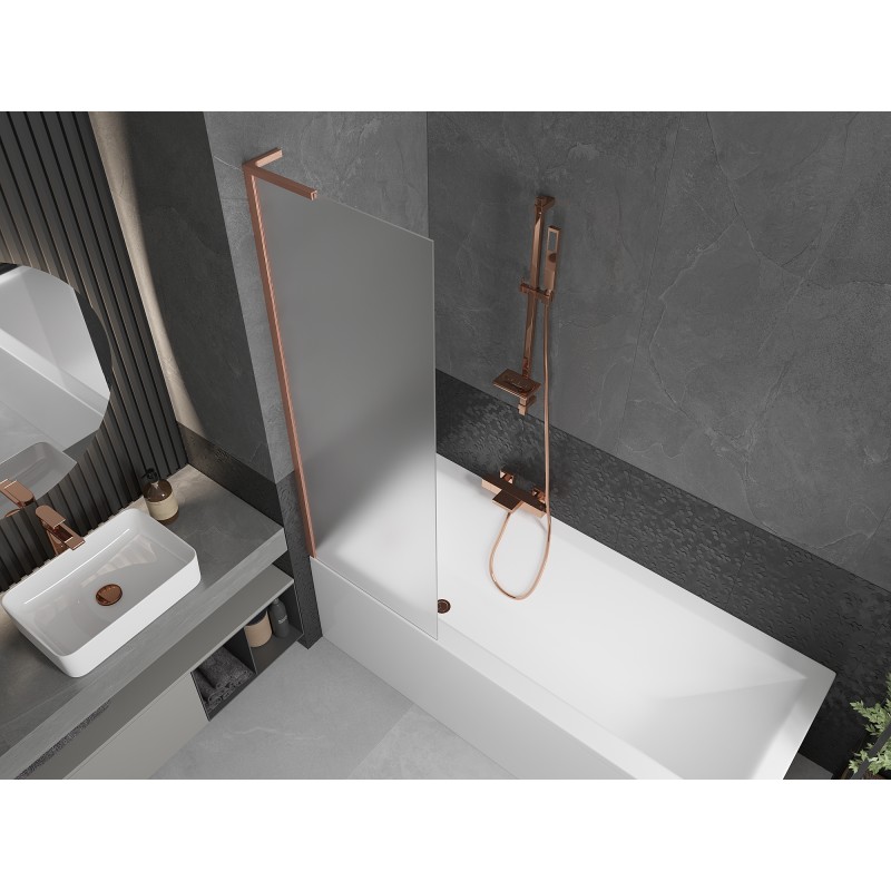 Mexen Next L paroi de baignoire 1 volet 60 x 150 cm, givré, cuivre brossé - 895-060-000-03-30-65