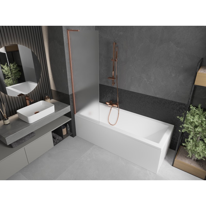 Mexen Next L paroi de baignoire 1 volet 60 x 150 cm, givré, cuivre brossé - 895-060-000-03-30-65