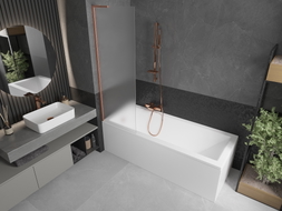 Mexen Next L paroi de baignoire 1 volet 60 x 150 cm, givré, cuivre brossé - 895-060-000-03-30-65