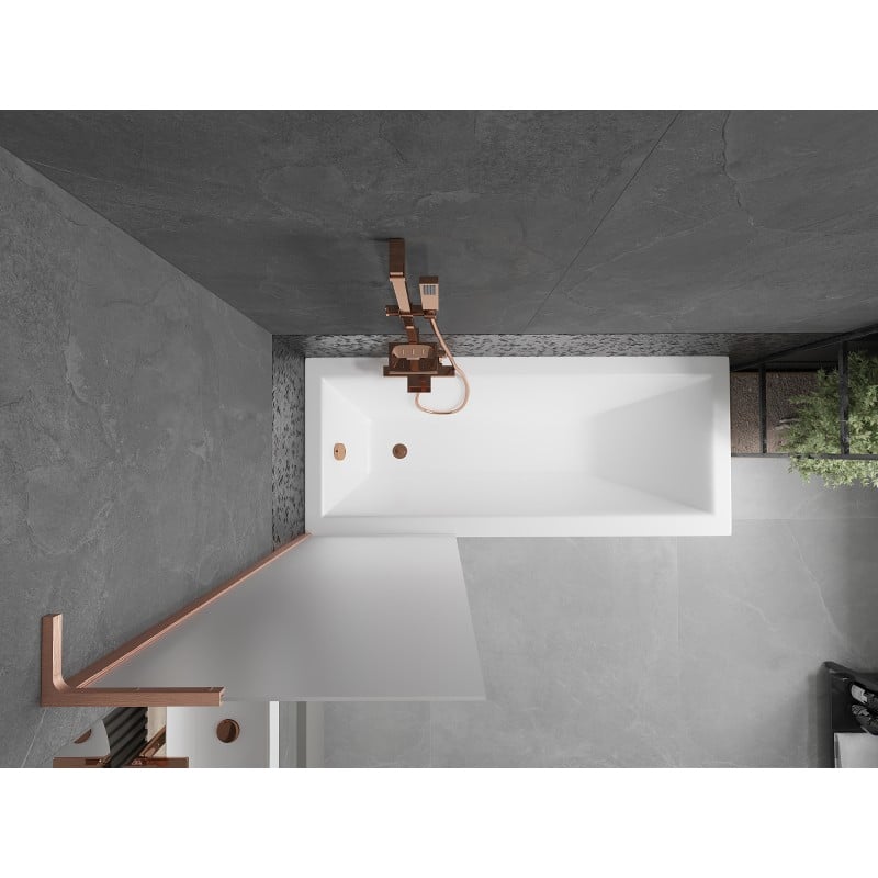 Mexen Next L paroi de baignoire 1 volet 60 x 150 cm, givré, cuivre brossé - 895-060-000-03-30-65