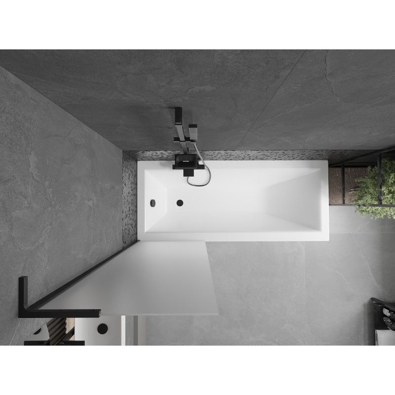 Mexen Next L paroi de baignoire 1 volet 60 x 150 cm, givré, noir - 895-060-000-03-30-70