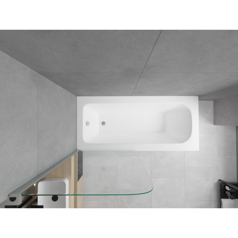 Mexen Vega baignoire rectangulaire 150 x 70 cm avec habillage et paroi de douche à 1 volet 80 cm, transparent, chrome