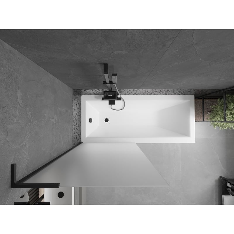 Mexen Next L paroi de baignoire 1 vantail 80 x 150 cm, givre, noir - 895-080-000-03-30-70