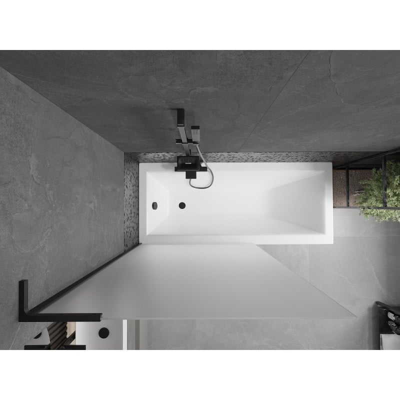 Mexen Next L paroi de baignoire 1 vantail 100 x 150 cm, givré, noir - 895-100-000-03-30-70