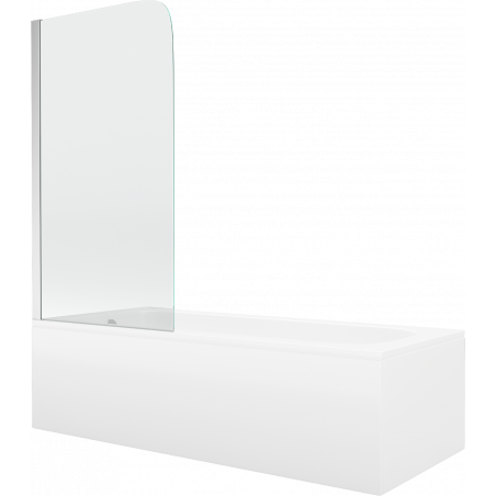 Mexen Vega baignoire rectangulaire 150 x 70 cm avec habillage et paroi 1 volet 80 cm, transparent, chromé - 550115070X900801010?