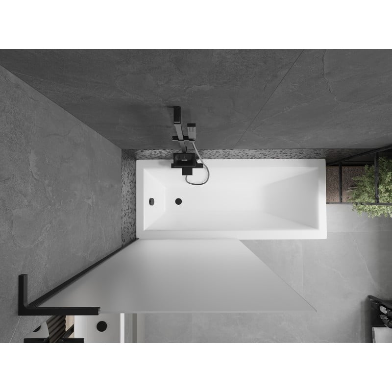 Mexen Next L pare-douche de baignoire à 1 volet 90 x 150 cm, givre, noir - 895-090-000-03-30-70
