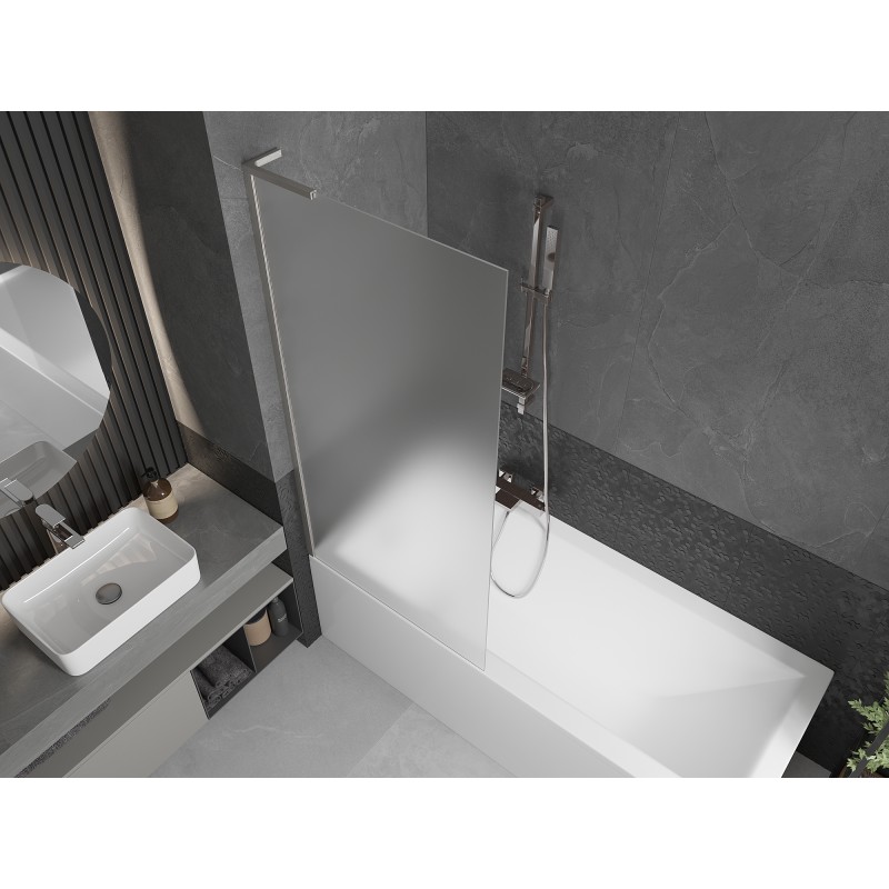 Mexen Next L paroi de baignoire à 1 volet 80 x 150 cm, givre, nickel brossé - 895-080-000-03-30-97