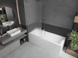 Mexen Next L paroi de baignoire à 1 volet 80 x 150 cm, givre, nickel brossé - 895-080-000-03-30-97