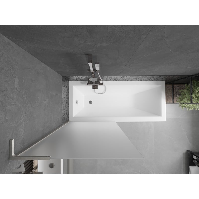 Mexen Next L paroi de baignoire à 1 volet 80 x 150 cm, givre, nickel brossé - 895-080-000-03-30-97