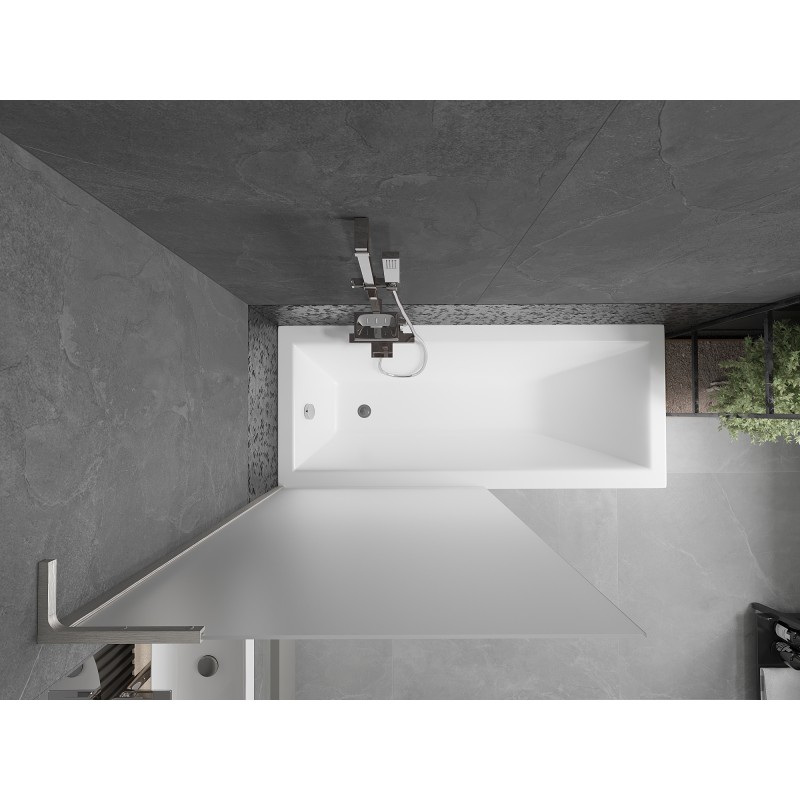 Mexen Next L paroi de baignoire à 1 volet 90 x 150 cm, givre, nickel brossé - 895-090-000-03-30-97