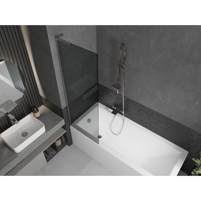 Mexen Next L paroi de baignoire 1 volet 60 x 150 cm, graphite, chrome - 895-060-000-03-40-01