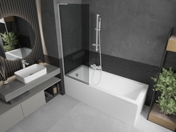 Mexen Next L paroi de douche 1 volet 70 x 150 cm, graphite, blanc - 895-070-000-03-40-20