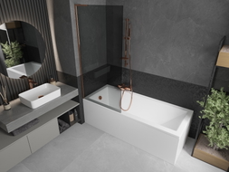 Mexen Next L pare-douche pour baignoire 1 volet 80 x 150 cm, graphite, or rose - 895-080-000-03-40-60