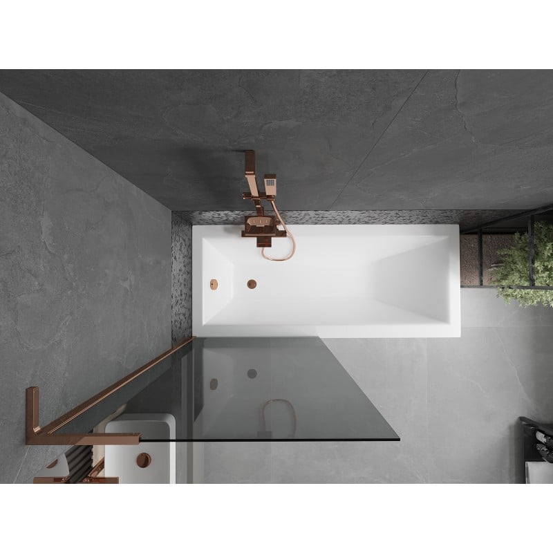 Mexen Next L pare-douche pour baignoire 1 volet 80 x 150 cm, graphite, or rose - 895-080-000-03-40-60