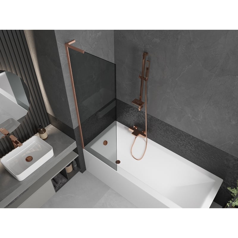 Mexen Next L pare-douche 1 vantail 60 x 150 cm, graphite, cuivre brossé - 895-060-000-03-40-65