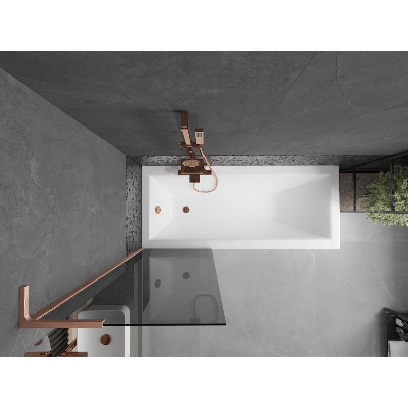 Mexen Next L pare-douche 1 vantail 60 x 150 cm, graphite, cuivre brossé - 895-060-000-03-40-65