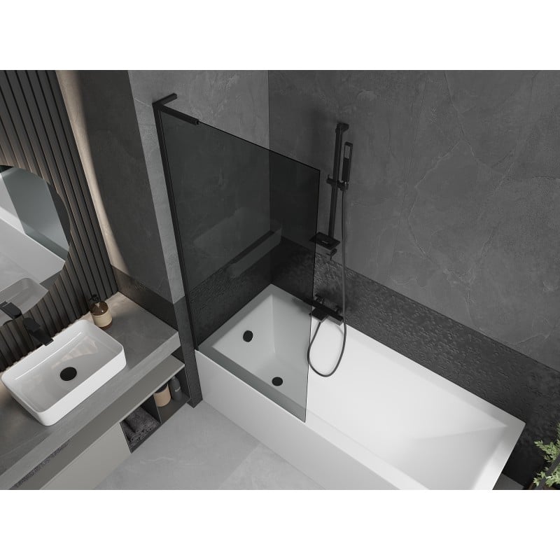 Mexen Next L paroi de baignoire 1 volet 80 x 150 cm, graphite, noir - 895-080-000-03-40-70