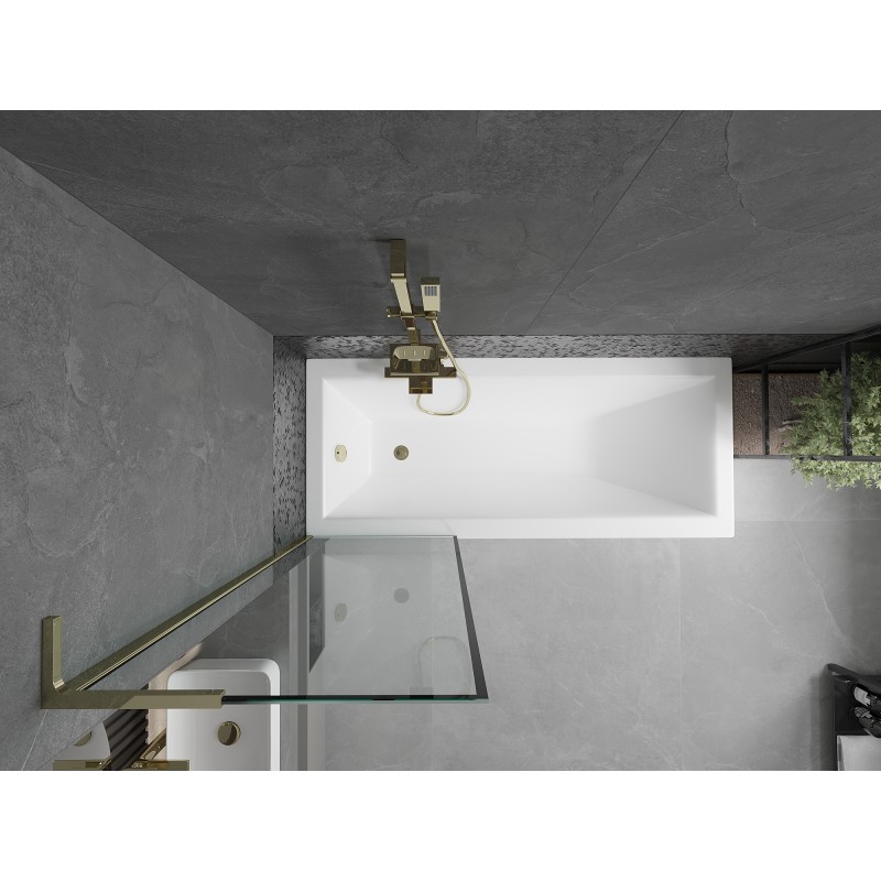 Mexen Next L écran de baignoire 1 volet 60 x 150 cm, cadre noir, doré - 895-060-000-03-70-50