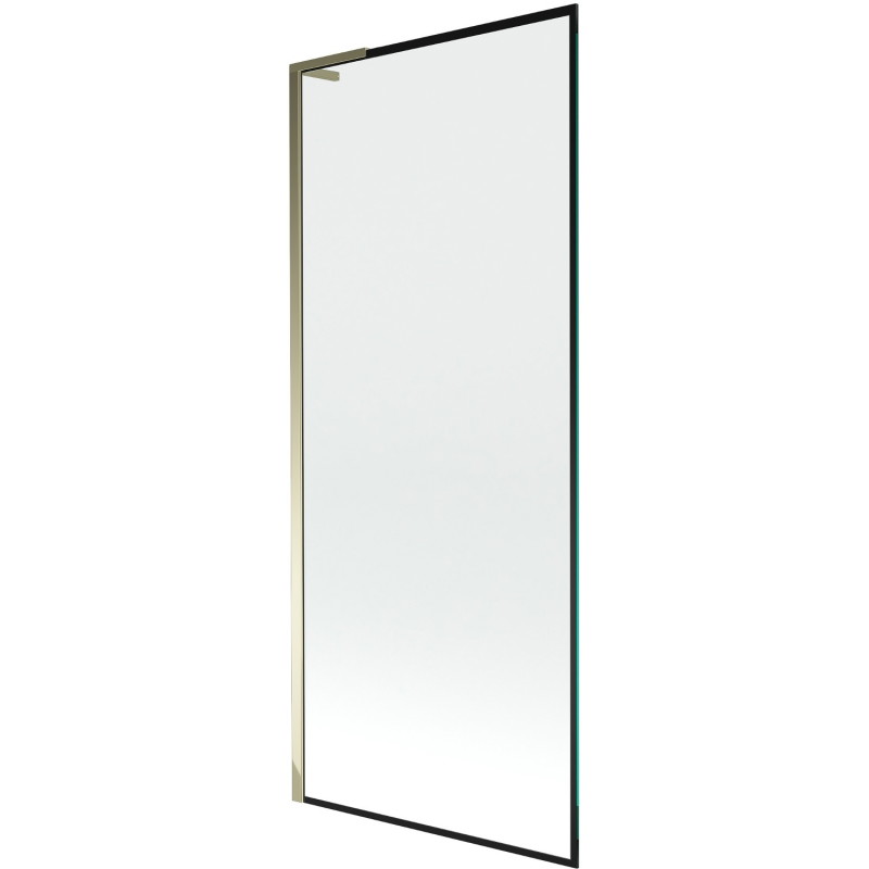Mexen Next L paroi de baignoire 1 vantail 80 x 150 cm, cadre noir, doré - 895-080-000-03-70-50