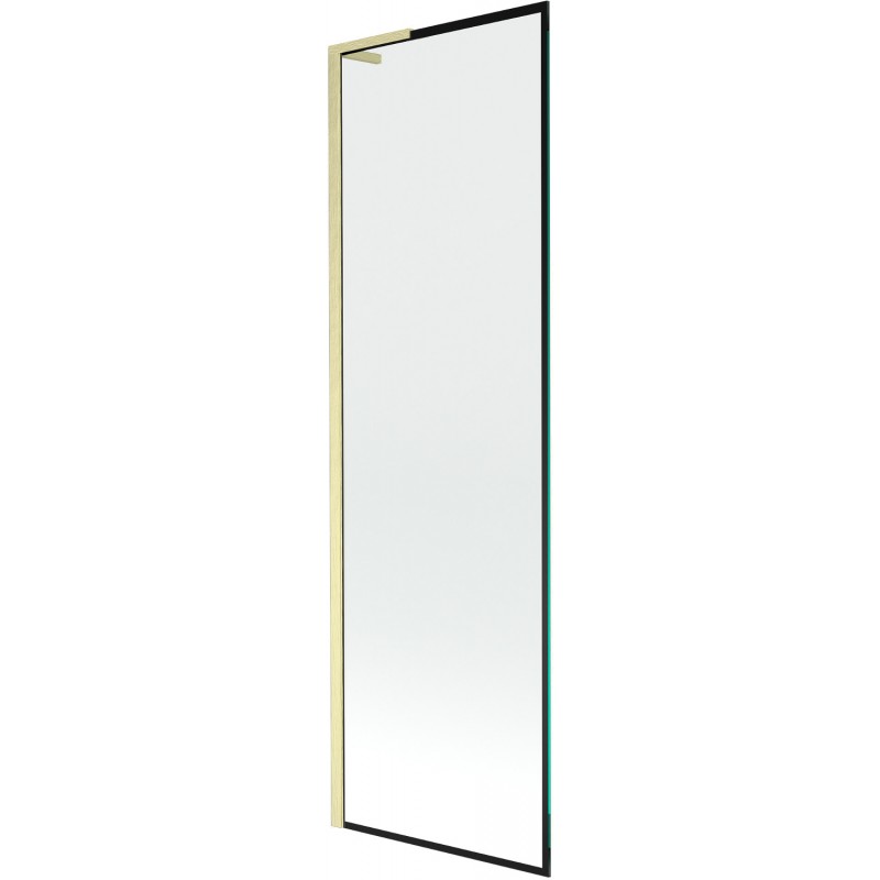 Mexen Next L paroi de baignoire 1 battant 60 x 150 cm, cadre noir, doré brossé - 895-060-000-03-70-55
