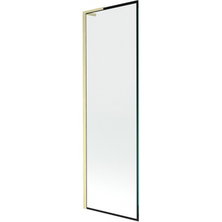 Mexen Next L paroi de baignoire 1 battant 60 x 150 cm, cadre noir, doré brossé - 895-060-000-03-70-55