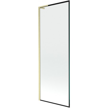 Mexen Next L paroi de baignoire 1-volet 70 x 150 cm, cadre noir, doré brossé - 895-070-000-03-70-55