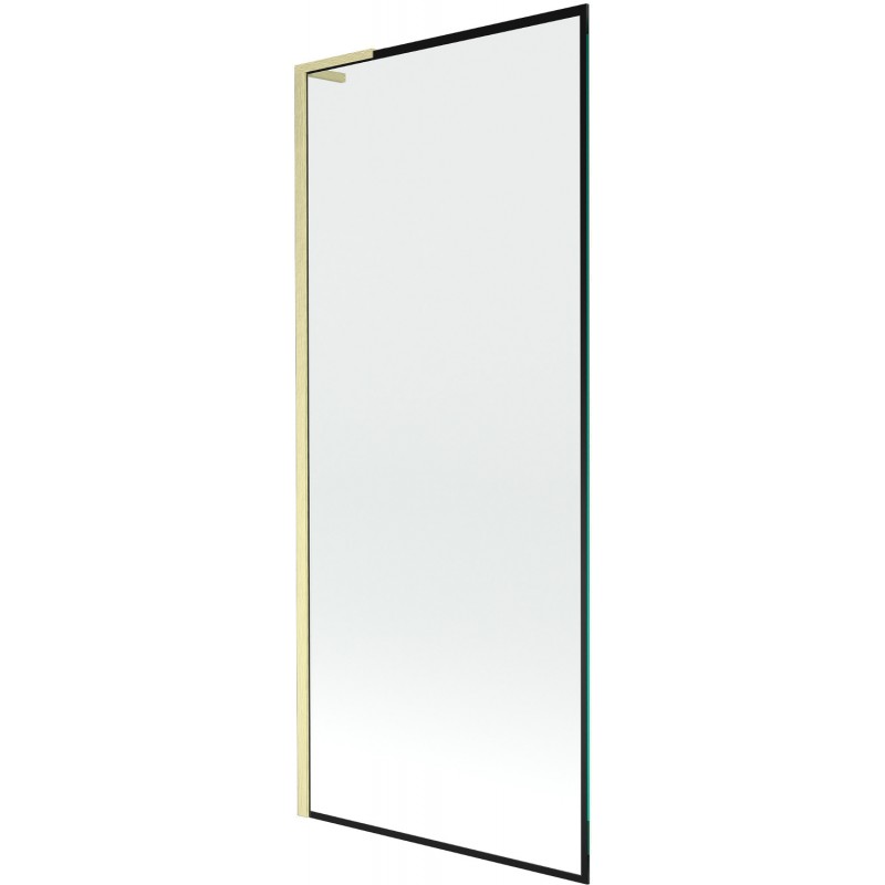 Mexen Next L paroi de baignoire 1 volet 80 x 150 cm, cadre noir, or brossé - 895-080-000-03-70-55