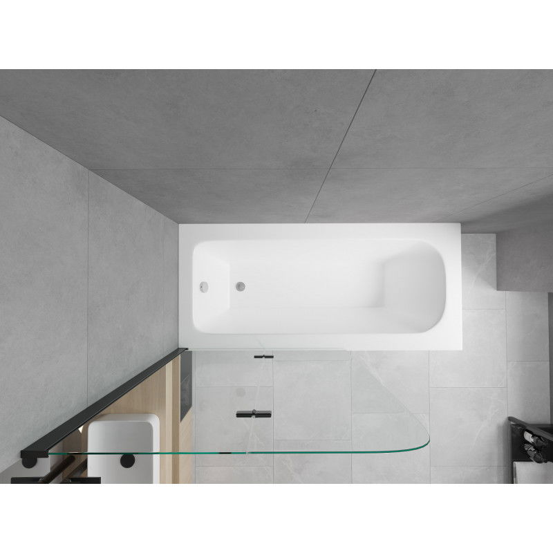 Mexen Vega baignoire rectangulaire 150 x 70 cm avec habillage et paroi de douche à 2 volets 100 cm, transparent, noir