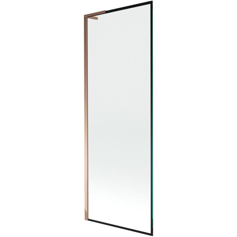Mexen Next L paroi de bain à 1 vantail 70 x 150 cm, cadre noir, or rose - 895-070-000-03-70-60