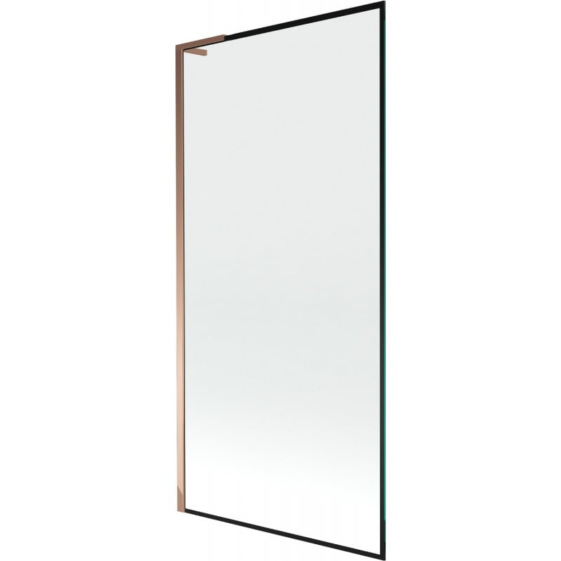 Mexen Next L pare-douche 1 panneau 90 x 150 cm, cadre noir, or rose - 895-090-000-03-70-60