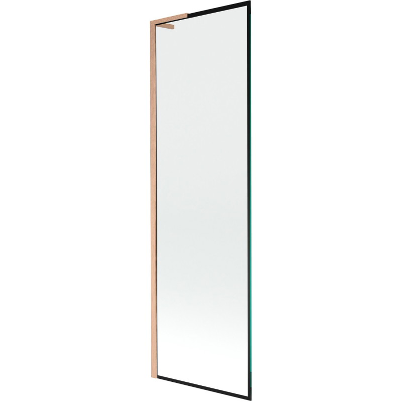 Mexen Next L paroi de baignoire à 1 volet 60 x 150 cm, cadre noir, cuivre brossé - 895-060-000-03-70-65