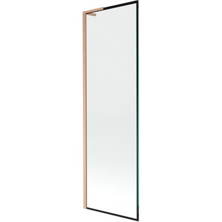 Mexen Next L paroi de baignoire à 1 volet 60 x 150 cm, cadre noir, cuivre brossé - 895-060-000-03-70-65