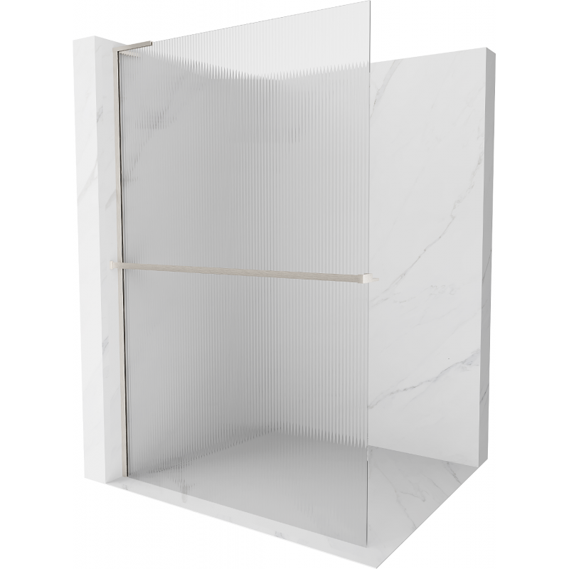 Mexen Kioto+ L paroi de douche avec étagère Walk-in 90 x 200 cm, stries, nickel brossé - 800-090-123-97-09