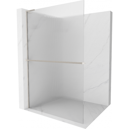 Mexen Kioto+ L paroi de douche avec étagère Walk-in 100 x 200 cm, rayures, nickel brossé - 800-100-123-97-09