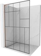 Mexen Kioto L paroi de douche Walk-in 90 x 200 cm, motif noir, laiton brossé - 800-090-103-65-78