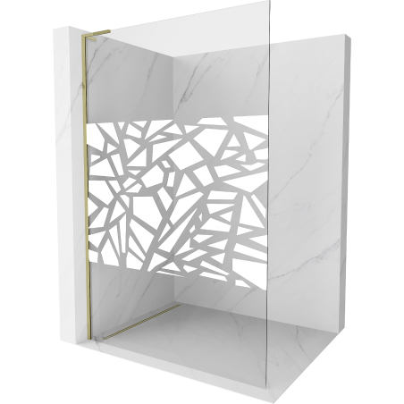 Mexen Kioto L paroi de douche Walk-in 70 x 200 cm, motif blanc, doré - 800-070-103-50-85