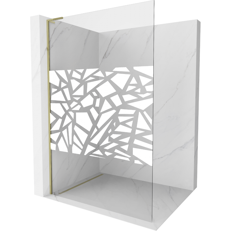 Paroi de douche Mexen Kioto L Walk-in 100 x 200 cm, motif blanc, or - 800-100-103-50-85