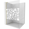 Mexen Kioto L paroi de douche Walk-in 100 x 200 cm, motif blanc, finition dorée - 800-100-103-55-85