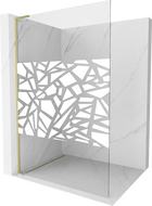 Mexen Kioto L paroi de douche Walk-in 100 x 200 cm, motif blanc, finition dorée - 800-100-103-55-85