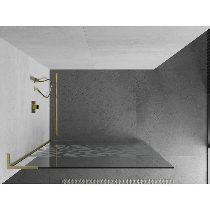 Mexen Kioto L paroi de douche Walk-in 120 x 200 cm, motif blanc, or brossé - 800-120-103-55-85