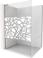 Mexen Kioto L paroi de douche Walk-in 70 x 200 cm, motif blanc, or rose - 800-070-103-60-85