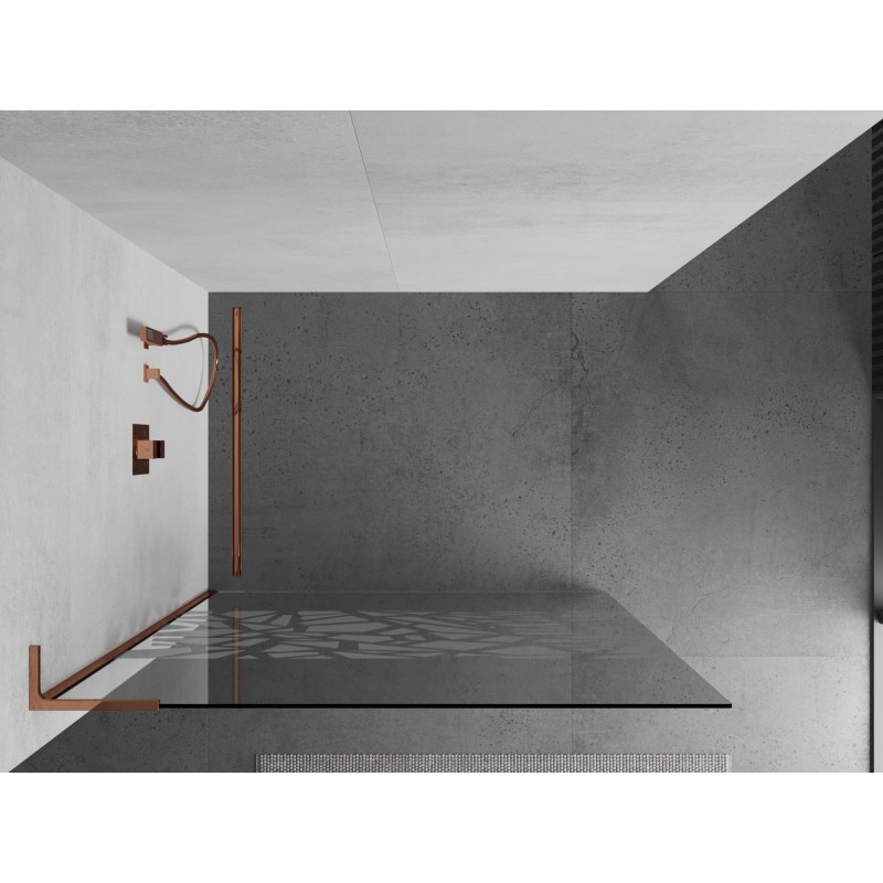 Mexen Kioto L paroi de douche Walk-in 80 x 200 cm, motif blanc, or rose - 800-080-103-60-85