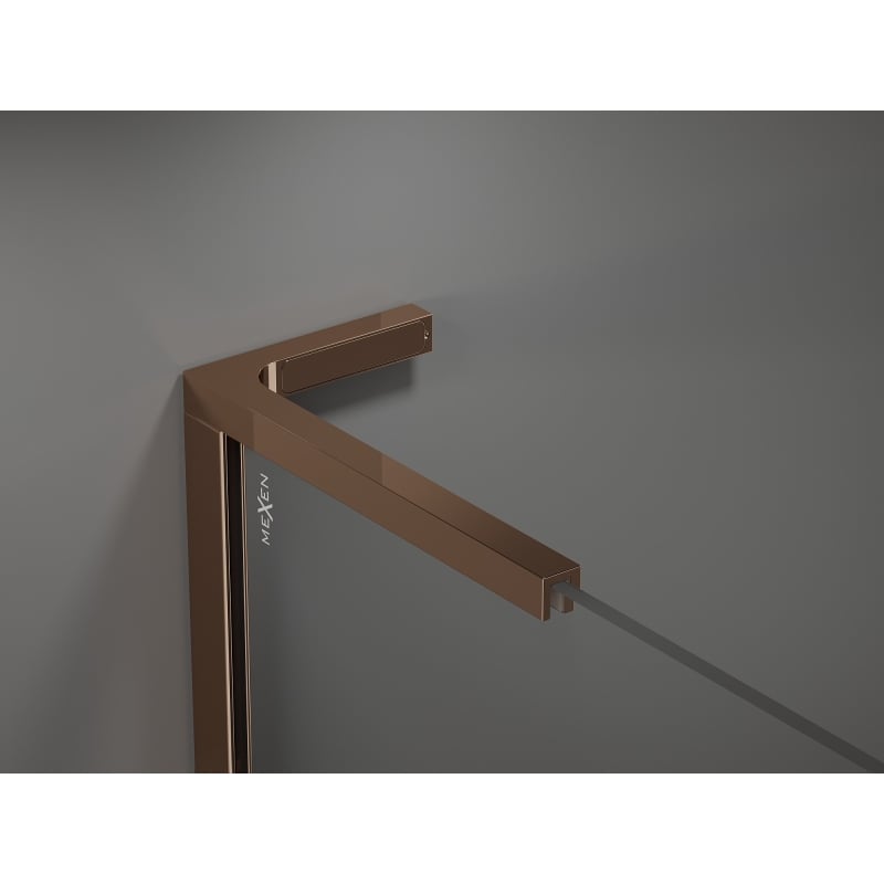 Mexen Kioto L paroi de douche Walk-in 80 x 200 cm, motif blanc, or rose - 800-080-103-60-85