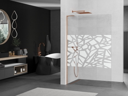 Mexen Kioto L paroi de douche Walk-in 70 x 200 cm, motif blanc, cuivre brossé - 800-070-103-65-85